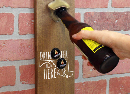 Torched Drink Beer From Here Magnetic Beer Bottle Opener with Cap Catcher (Maine) | Wall Mounted Bottle Opener Refrigerator Magnet | Makes a Great Gift for Men, Beer Lovers, and Collectors |