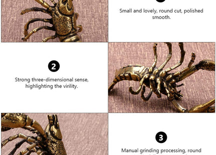 Kisangel Brass Golden Lobster Figurine Marine Animal Metal Statue Tea Pet