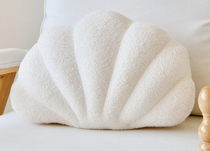 Lfsaaj Ivory Seashell Throw Pillows, Shell Shaped Throw Pillows, 13 Inch Soft Home Decorative Pillow Plush Cushion for Bed Couch Living Sofa Room Decor Accent Throw Pillow