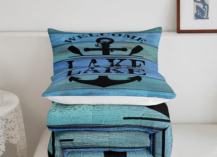 jejeloiu Lake House Decor Anchor Comforter Set Queen Size Kids Boys