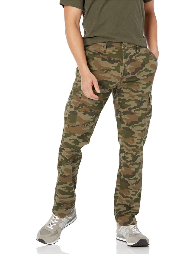 Amazon Essentials Men's Slim-Fit Stretch Cotton Twill Cargo Pants (Available in Big & Tall), Green Camo, 30W x 30L
