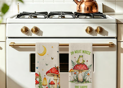 2 Pcs Mushroom Kitchen Towels, Butterfly Soft Absorbent Tea Hand Towel