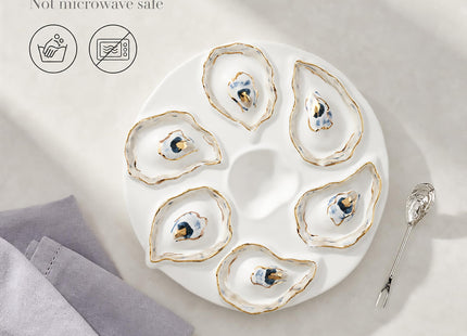 Mud Pie Oyster Plat Server Set,10 1/2"