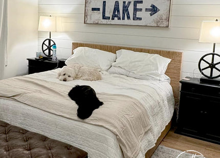 Personalized Lake This Way Arrow Canvas Wall Art Custom Boat House