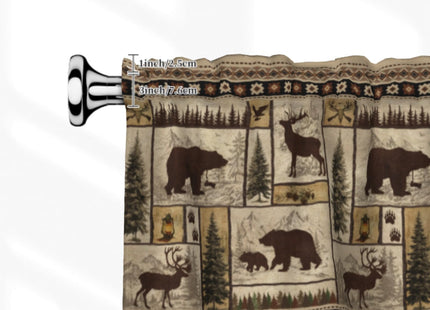 Giwawa Forest Bear Deer Kitchen Curtain Valance 1 Panel Woodland Wildlife Short Topper Window Treatment Valances for Bedroom Bathroom, 54" x 18"