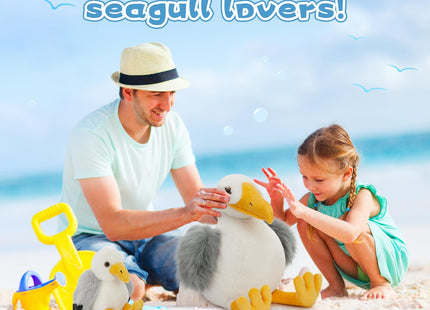 MaoGoLan 4Pcs Seagull Stuffed Animal with Babies Inside,17.7" Mama Seagull Plush with Three Adorable Baby Plushies for Small Hand,Beach Plush Lover Gift for Kids,Boys,Girls