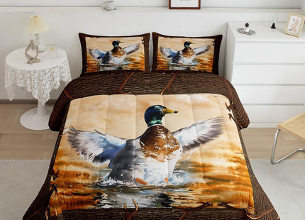 Erosebridal Mallard Duck Comforter Full Hunting Bedding Set, Cute Animal Down Comforter Rustic Farmhouse Lake House Bed Set, Wild Duck Quilted Duvet Hunter Gifts Bedroom Decor Cozy 3pcs