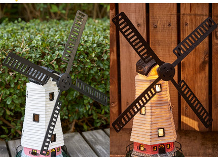 pearlstar Solar Garden Outdoor Windmill Lighthouse - 20" Solar Powered LED Lighthouse Garden Statue Waterproof Decorative Light for Women Mom Landscape Decor Lawn Table Patio Pathway Yard