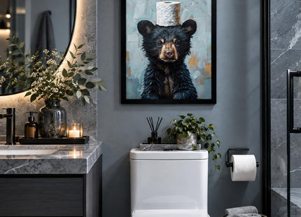 FYLDPSB Black Bear Pictures Cabin Wall Art, Funny Bathroom Wall Decor