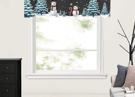 Nextchange Christmas Snowman Window Valances Pine Tree Snowy Kitchen Short Curtains with Rod Pocket Valance Drapes Xmas Farmhouse Window Treatment for Living Room Bathroom Decor 54" X 18"
