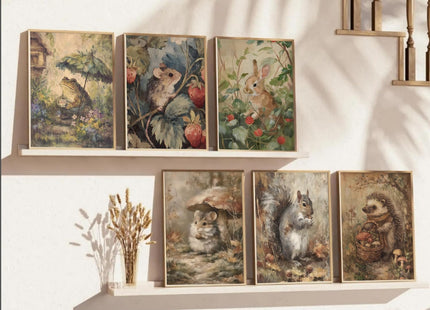 Woodland Animal Nursery Canvas Wall Art, 8x10inch Unframed