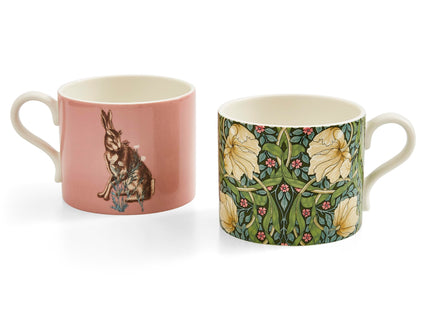 Spode Morris & Co Mugs, 12 Oz - Pimpernel & Forest Hare, Set of 2