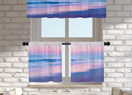 Batmerry Light Blue Coastal Sunset Sky Blackout Valances for Kitchen Windows, Pastel Ocean Nature Room Darkening Rod Pocket Top Short Valance for Bathroom, 52X18 Inches