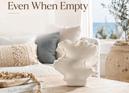 White Ceramic Flower Vase Modern Home Decor Coral Vase for Coastal Decor