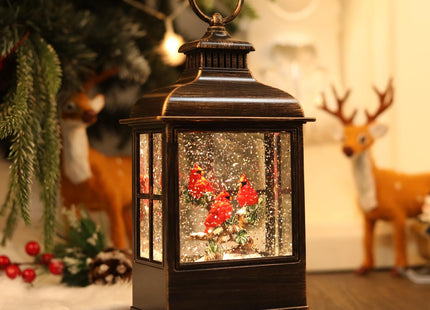 Cardinal Christmas Snow Globe Lantern,Cardinal Decor Light Up 6H Timer Glitter Globe,USB & Battery Operated, Cardinal Gifts for Christmas Decor