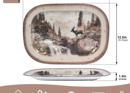 2 Pack Extra Large 17.5 Inch Deer Serving Trays,Reusable Melamine Platters