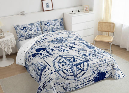 jejeloiu Anchor Decor Themed Ocean Comforter Set Queen Size Kids Boys