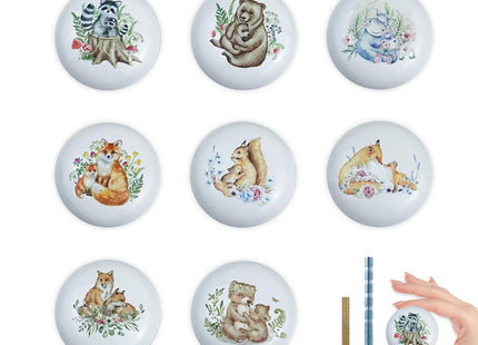 Lasyman 8Pack1.5 Flower Safari Animals Ceramic Cabinet Knob Cute Bear Nursery Kids Furniture Handle Round Dresser Drawer Knobs and Pulls