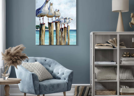 RJETZMU Seagull Decor, Beach Wall Art, Coastal Canvas, 16x24 Ready to Hang