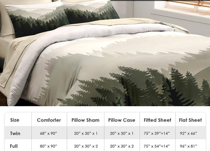 Pamnest Queen Comforter Set with Sheets, 7 Pieces Mountain Forest Bedding