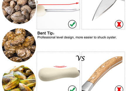 Nonley Oyster Shucking Knife, 2 Pack Oyster Knife Shucker Set with Professional Grade Cut Resistant Gloves, Stainless Steel Seafood Opener Tools