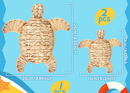 Threehoney 3 Pcs Sea Turtle Beach Decor Handmade Wicker Turtle Wall Decor
