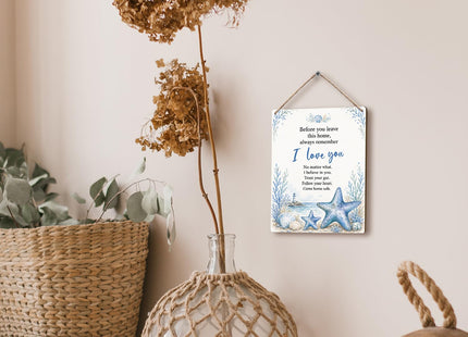 FUGWN Coastal Before You Leave This Home Hanging Wooden Signs 8x10 Love