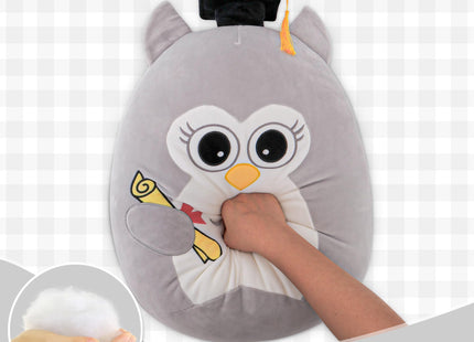 OurHonor Graduation Owl Plush 18in, Grey Owl Stuffed Animal with Cap