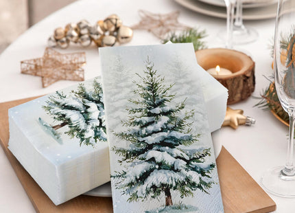 Livcoz 100 PCS Winter Snowy Pine Tree Disposable Paper Napkins