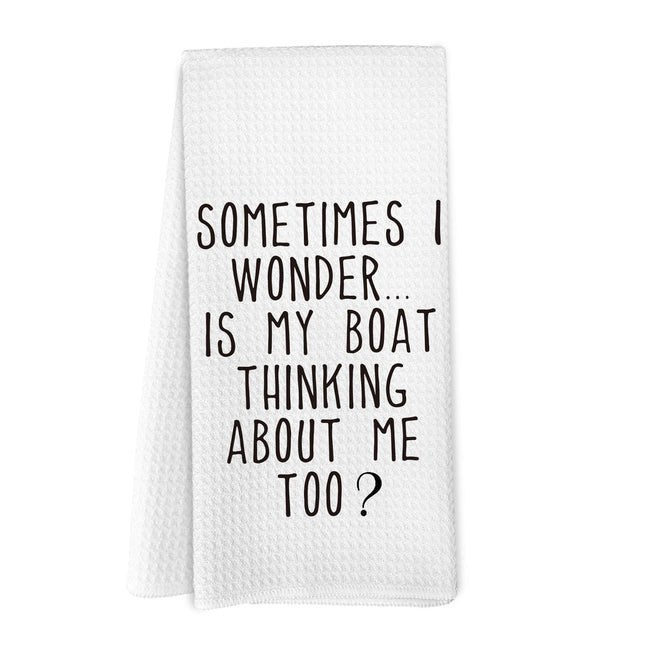 Yorhifa Funny Gifts for Boat Owner, Lake Kitchen Towels, Funny Lake House Gift Bathroom Dish Hand Tea Towels for Kitchen Decor, LakeThemed Decor Decorative Kitchen Towels, 16x24inch