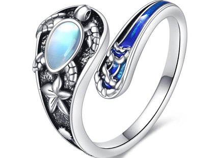 JBAERD Sea Turtle Spoon Rings Sterling Silver Adjustable Sea Turtle Ring Ocean Jewelry Gifts for Women Men