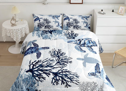 Erosebridal Hawaiian Turtle Bedding Set Retro Sea Turtle Comforter, King