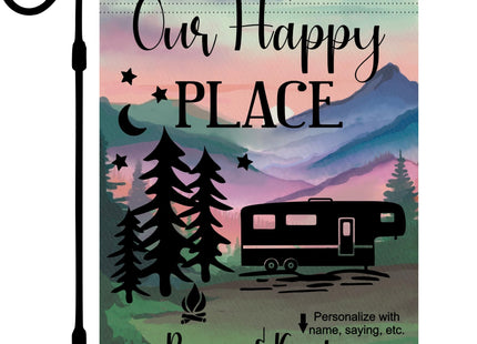 Personalized Camper Garden Flag for Campsite, Custom Outdoor Camping Decoration Sign, Unique Yard Decor for RV Travel Trailer, Motorhome, Tent, Camping Enthusiasts (Solid Fifth Wheel Camper)