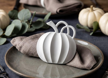 Patelai 12 Pieces Fall Pumpkin Napkin Rings Thanksgiving, White
