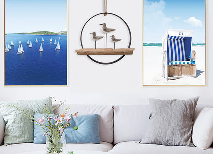 Nautical Wood Wall Decoration Rustic Wood Hanging Circle Ocean Home Decor