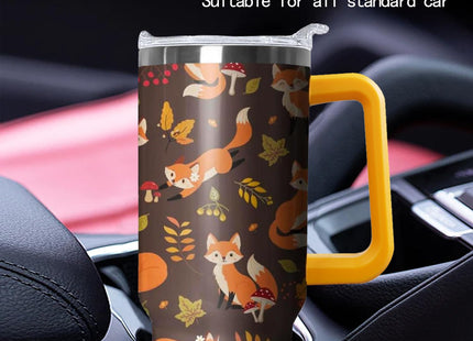 wmvhdiw 30 oz Fall Fox Stainless Steel Tumbler with lid and Straw Coffee Travel Mug Cup Water Botter,Fox Gifts for Women