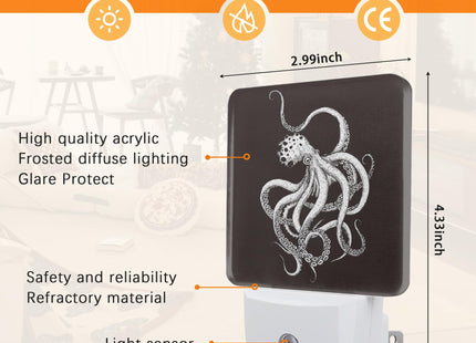Octopus Dusk to Dawn Night Light, Auto Sensor Lamp Home Indoor Stairway Kitchen Corridor, Night Lights Plug into Wall Decor, Boys Girls Women Men Room Gifts