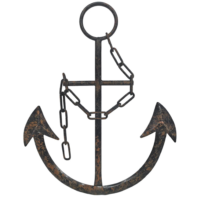 Everydecor Metal Anchor for Wall Decor - Antique Nautical Decoration for Living Room, Restroom, Bathroom, Bedroom, Kitchen - Boat, Ship Anchor with Chain for Home Interior