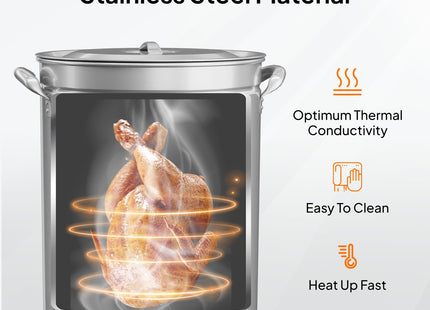 ROVSUN 62QT Stainless Steel Seafood Boil Pot With Strainer Basket, Lid & Hook, Versatile Stock for Crab, Lobster, Shrimp Boiling, Heavy-Duty Turkey Fryer for Outdoor Cooking & Gatherings