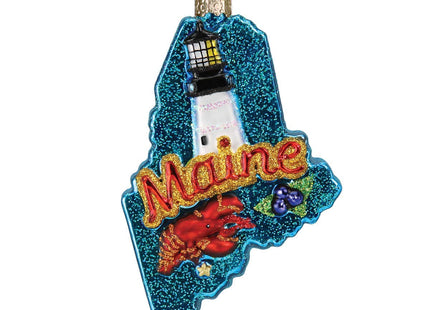 Old World Christmas State of Maine Glass Blown Ornament for Christmas Tree, Handcrafted Holiday Decoration, States Collection