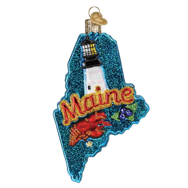 Old World Christmas State of Maine Glass Blown Ornament for Christmas Tree, Handcrafted Holiday Decoration, States Collection