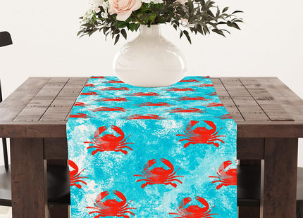 Crab Table Runner, Kitchen Dining Table Decor, Crab Decor Gifts Table Runners for Indoor Outdoor Home Farmhouse Holiday Wedding Birthday Party Decoration, 13 x 72 Inch