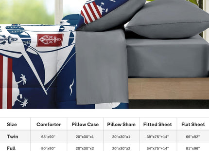 Nesker Twin Comforter Set with Sheets, 5 Pieces Nautical Anchor Bedding