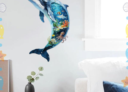 ruelen Humpback Whale Metal Wall Art, Underwater Coral Fish Octopus Ocean Nautical Wall Decor, Indoor Outdoor Hanging Sculpture for Patio Pool Garden Bathroom Bedroom, Beach Home Decor Gift(Small)