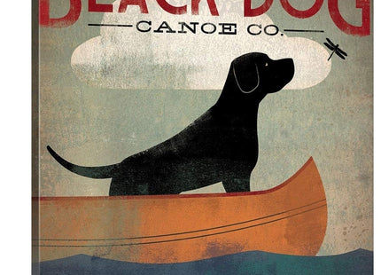 CANVAS ON DEMAND Black Dog Canoe Canvas Wall Art Print by Ryan Fowler, Home Decor, Wildlife Artwork, 10" x10in