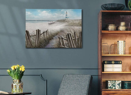 LAIART Canvas Wall Art Ocean Seascape Blue Lighthouse, 16x24 in