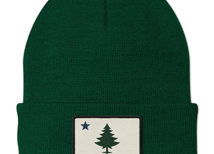 Chowdaheadz Vintage Maine Flag Cuff Knit - Unisex Winter Hat Dark Green