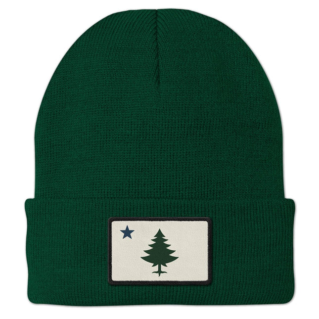 Chowdaheadz Vintage Maine Flag Cuff Knit - Unisex Winter Hat Dark Green