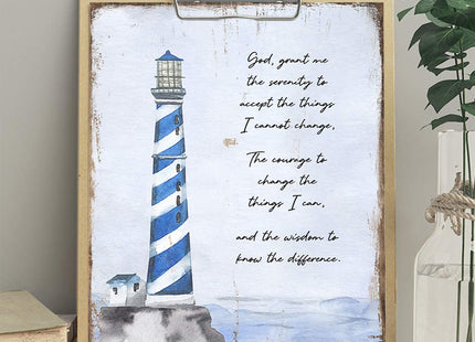 Twelve Steps and Twelve Traditions Wall Art - Serenity Prayer Wall Decor - Lighthouse Decor - Alcoholics Anonymous Picture - AA Sobriety Gifts - 12 Steps Decorations Art Prints