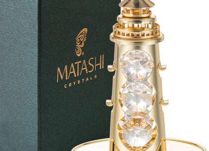 Matashi 24K Gold Plated Lighthouse Ornament Elegant Tabletop Showpiece